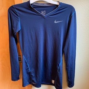 Nike Pro Blue Long Sleeve Workout Top